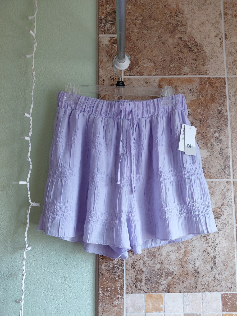 Nordstrom BP Textured Smocked Drawstring Shorts Purple Spray Women's Size Med